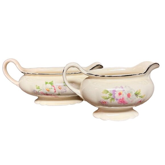 Homer Laughlin Virginia Rose Gravy Boat And Creamer - Picture 1 of 14